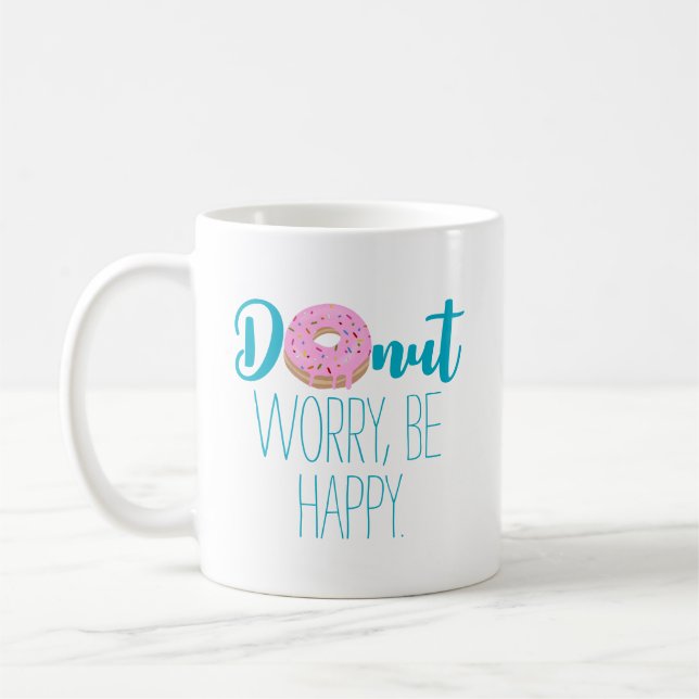 Mug Ne vous inquiétez pas être heureux texte bleu (Gauche)