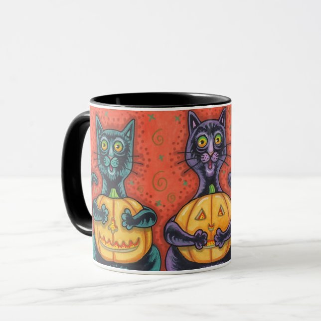 MUG NE VOYEZ AUCUN MAL CHATS NOIRS, HALLOWEEN COMBO MU (Devant gauche)