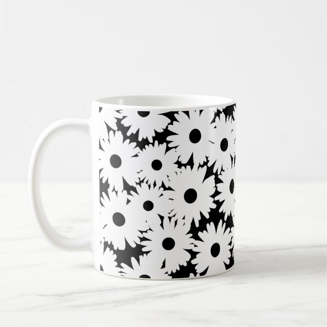 Mug Négative Space Daisées blanc sur noir (Gauche)