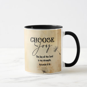 Mug Néhémie 8:10 Joie du Seigneur Bible Verse Fleurs