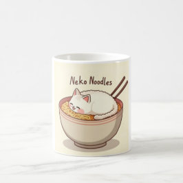 Mug Neko Noodles - Kawaii Chat dans Ramen Bowl Illustr