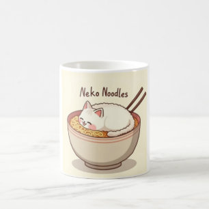 Mug Neko Noodles - Kawaii Chat dans Ramen Bowl Illustr