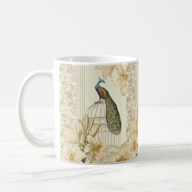 Mug nénuphar vintage paon (Gauche)