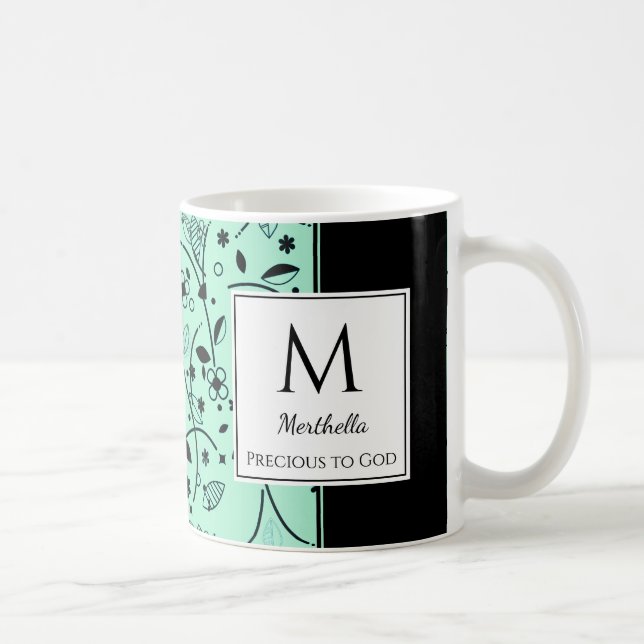 Mug Neo Mint Fleur Noir Personnalisé PRÉCIEUX POUR DIE (Droite)