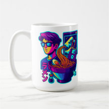 Neon Cyber Ramen - Vaporwave Art esthétique rétro
