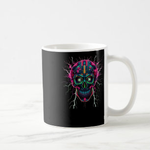Mug Neon Cyberpunk Crâne - Art numérique futuriste Sti