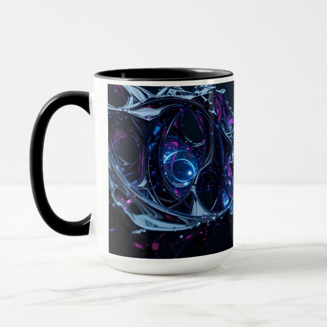 Mug Neon Nexus : Structure Techno-Organique Intertissé (Gauche)