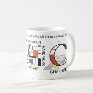 Mug Neoplasticisme Art Monogramme Stylish. Lettre C
