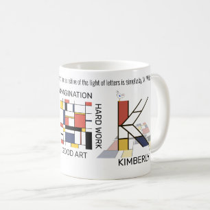 Mug Neoplasticisme Art Monogramme Stylish. Lettre K