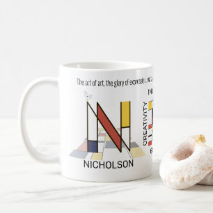Mug Neoplasticisme Art Monogramme Stylish. Lettre N
