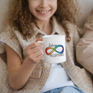 Mug Neurodiversité Acceptation de l'autisme Arc-en-cie