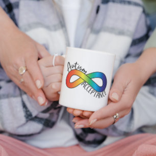 Mug Neurodiversité Acceptation de l'autisme Arc-en-cie