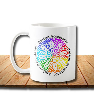 Mug Neurodiversité Autisme Acceptation Rainbow Mandala