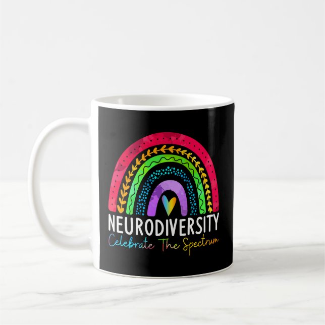 Mug Neurodiversité Spectre de l'autisme Asd Adhd Rainb (Gauche)