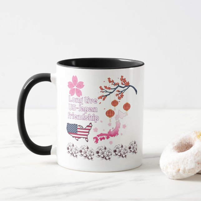 Mug Never ending friendship black & white (Avec donut)