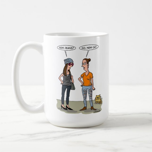 Mug New jeans? No, new cat. Folded Greeting Card (Gauche)