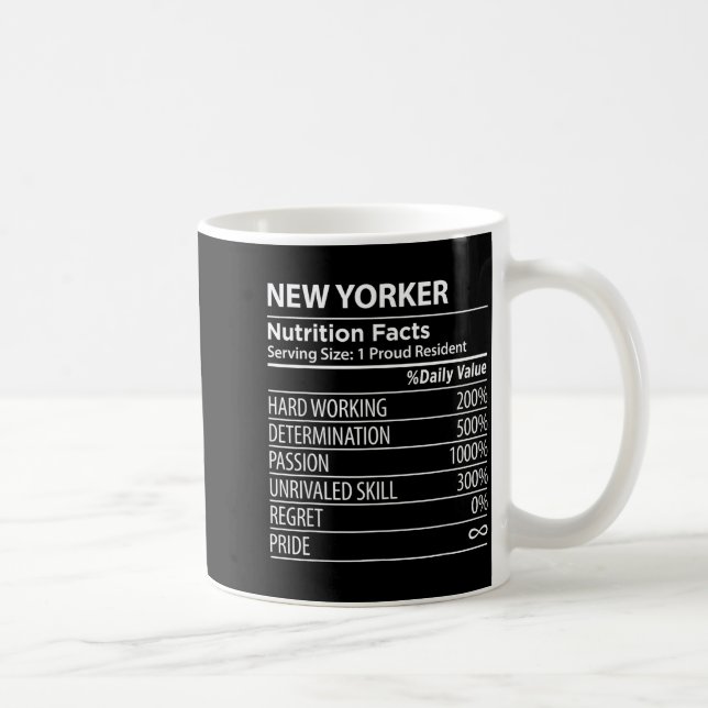 Mug New Yorker Nutrition Facts Funny New York Pride  (Droite)