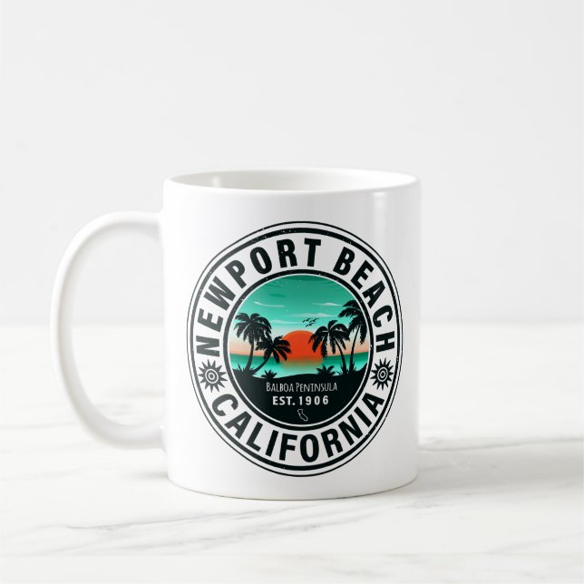 Mug Newport Beach California Retro Sunset Vacation 80s (Gauche)