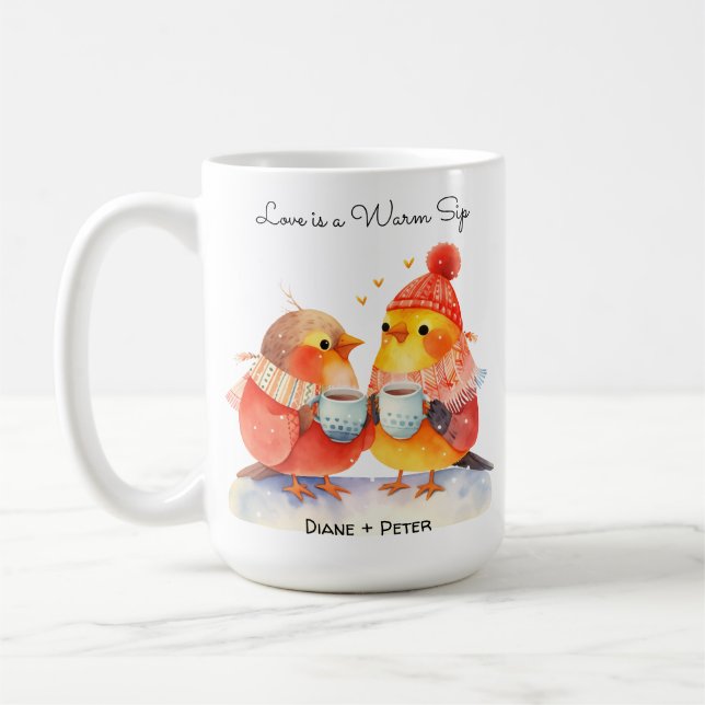 Mug Niché dans l'amour de mignons oiseaux Romance Cart (Gauche)