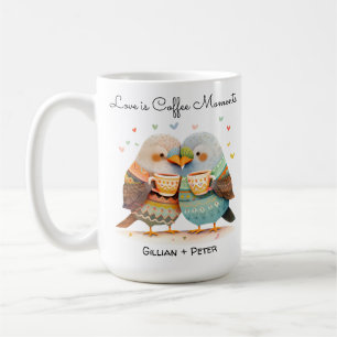 Mug Niché dans l'amour Romantique mignon oiseaux Carto