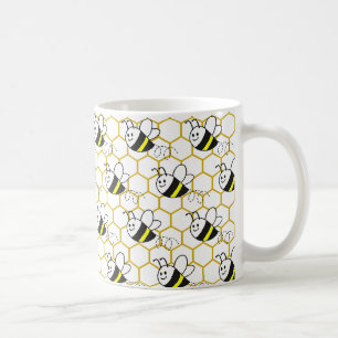 Mug Nid d'abeille miel motif noir jaune blanc