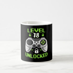 Mug Niveau 18 Cadeau d'anniversaire déverrouillé 18 