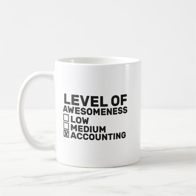 Mug Niveau De Compréhension, Comptabilité Drôle (Gauche)