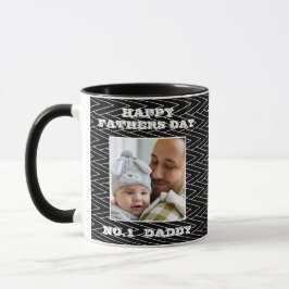 Mug No.1 Daddy Black And White Zig Zag Nom Et Photo