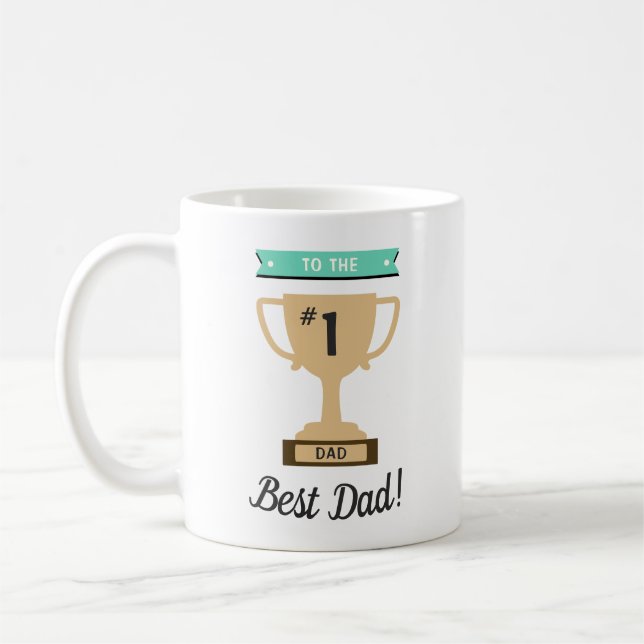 Mug No 1 Meilleur Papa Award Fête des pères du trophée (Gauche)