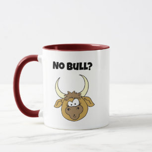 Mug No Bull Drôle Cartoon Brown Cow Head Art