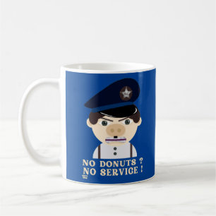 Mug "NO DONUTS, NO SERVICE" drôle d'officier de police