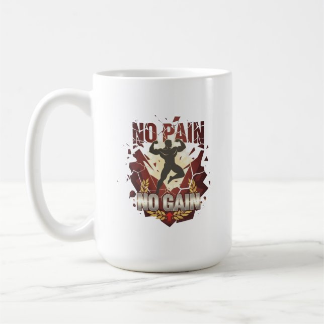 Mug "No Pain, No Gain: Strength and Motivation Design  (Gauche)