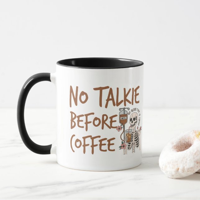 Mug No Talkie Before Coffee funny cat lover gift (Avec donut)