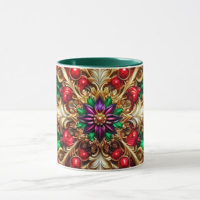 Mug NOËL ~ 3D ~ Rouge, Vert et Or ~ (Centre)