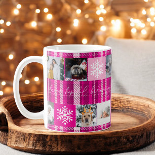Mug Noël 8 photos grille meilleure grand-mère rose pla