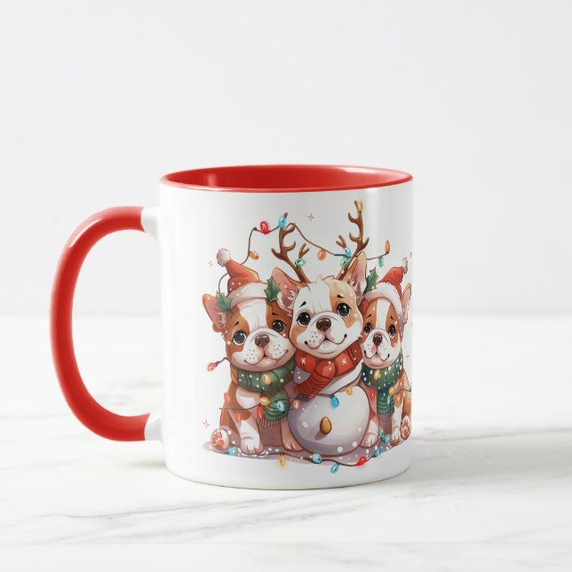 Mug Noël anglais Bulldog Reindeer Père Noël (Gauche)