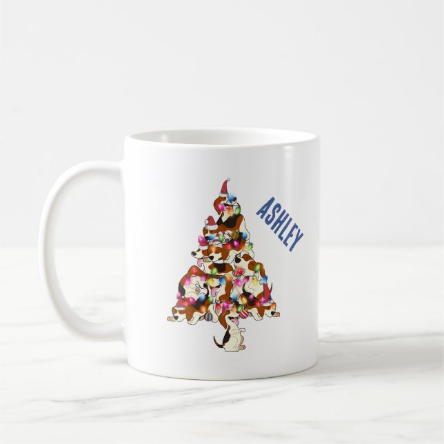 Mug Noël Beagle chiot sapin (Gauche)