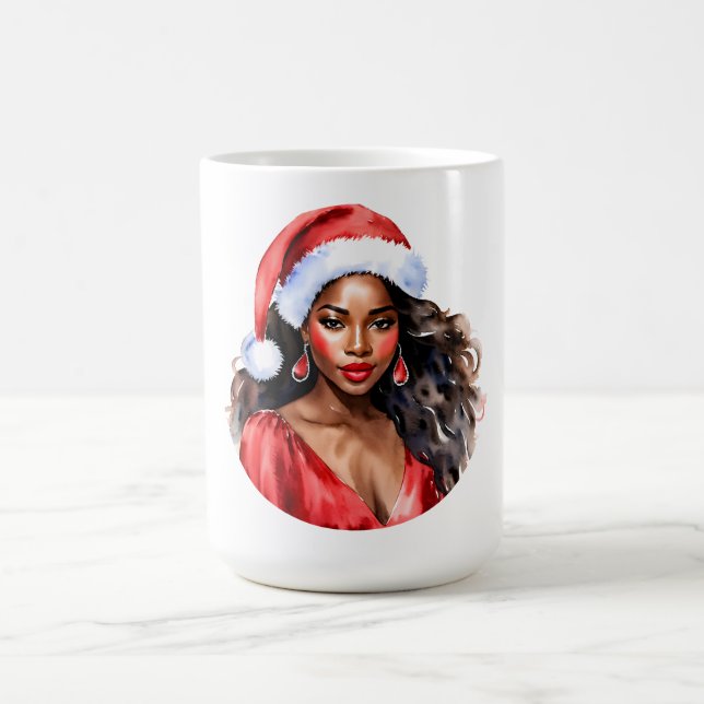 Mug Noël belle femme noire Santa Hat (Centre)