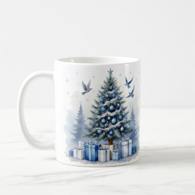 Mug Noël bleu - Arbre (Gauche)