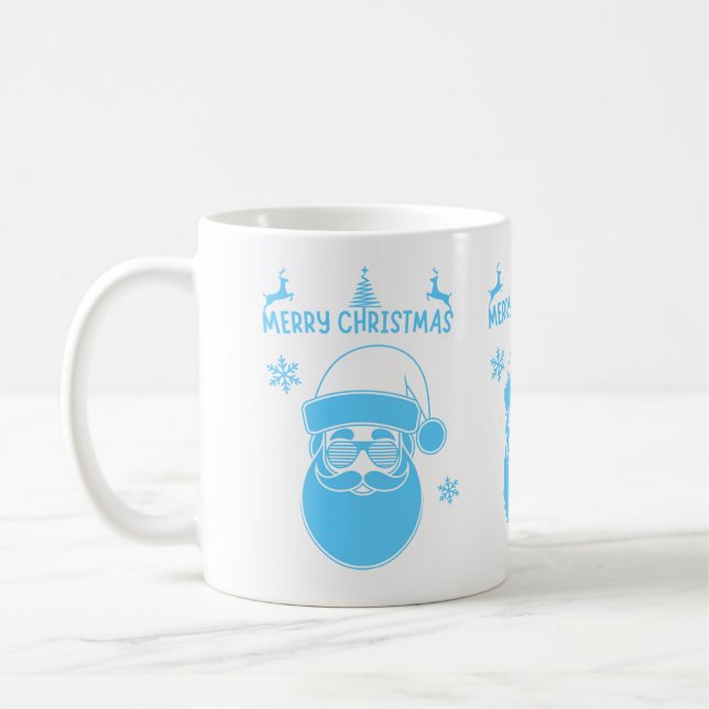 Mug Noël bleu et blanc Joyeux Noël (Gauche)