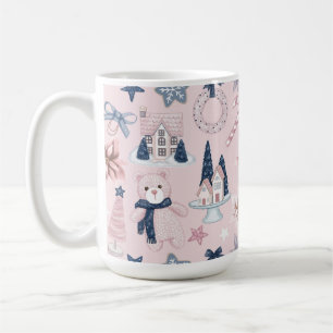 MUG NOËL BLEU & ROSE VACANCES TEDDY OURS & COOKIES