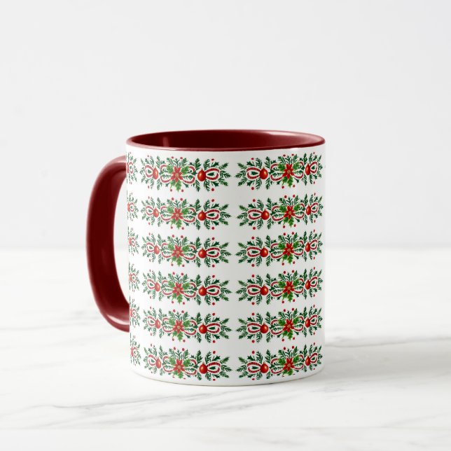 Mug Noël botanique décoratif élégant (Devant gauche)