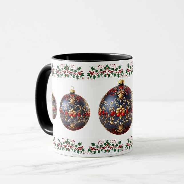 Mug Noël botanique élégant (Devant gauche)