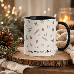 Mug Noël Botanique Hiver Ivory Feuillage Personnalisé