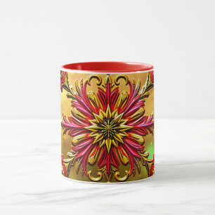 Mug NOËL ~ CHAOTIQUE 3D ~ Rouge et Or ~