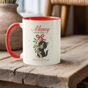 Mug Noël Chat Minou Personnalisé Guirlande de Gui Vint