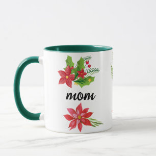 Mug Noël Clair Holly Black Script Maman Vert