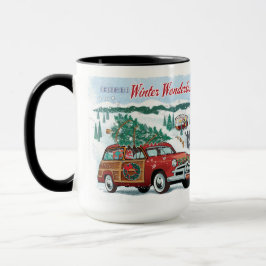 Mug Noël classique en bois Wagon