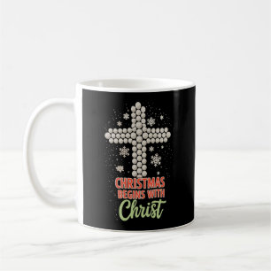 Mug Noël commence avec le Christ Chrétien neige Xmas