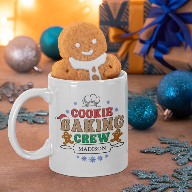 Mug Noël Cookie Baking Crew Fêtes Personnalisées (Créateur téléchargé)